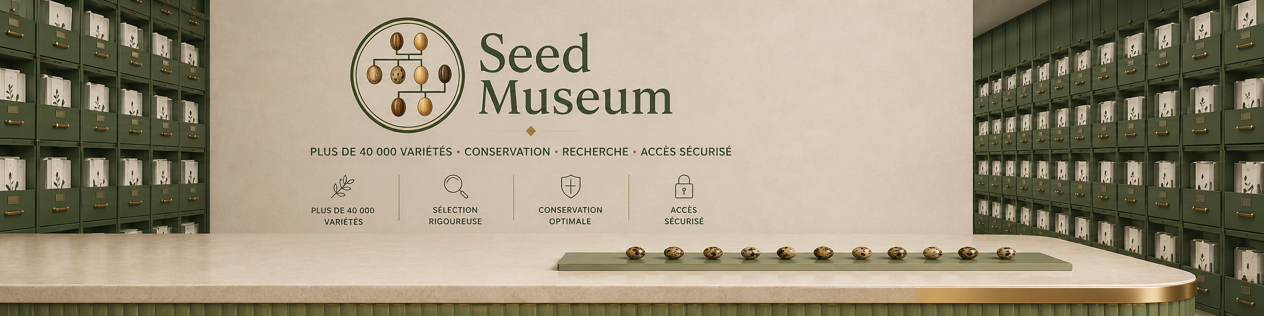 Hero Seed Museum Seed Museum – bannière d’accueil avec archives de graines et logo
